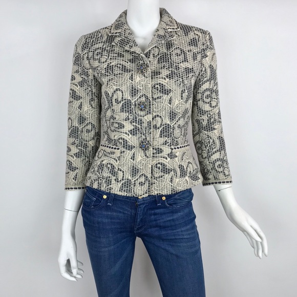 Elie Tahari Jackets & Blazers - {Elie Tahari} Ribbon Crochet Jacquard Blazer